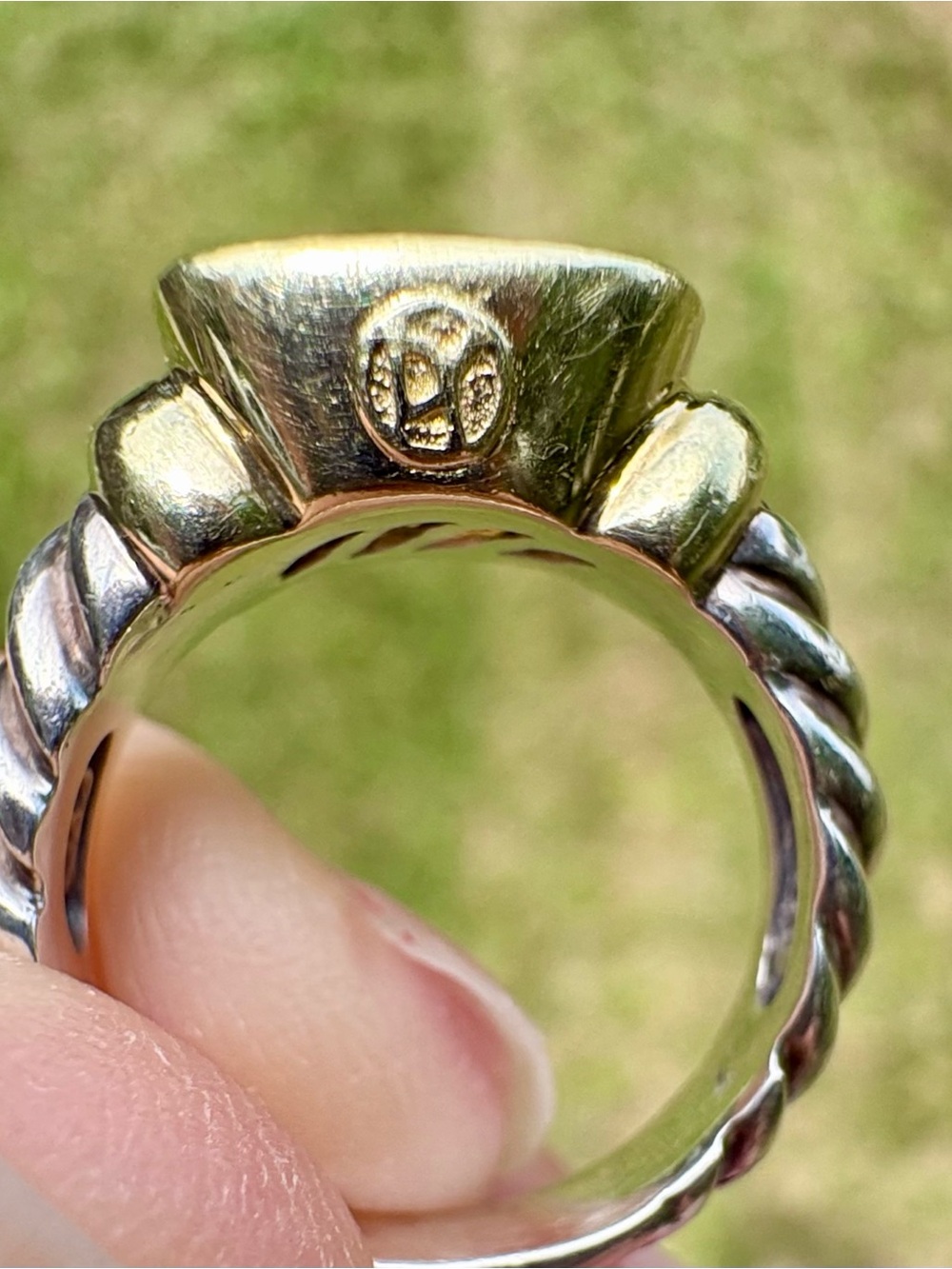 SOLD Estate David Yurman Sterling Silver, 14k Gold, Citrine Noblesse Ring - Picture 2 of 5